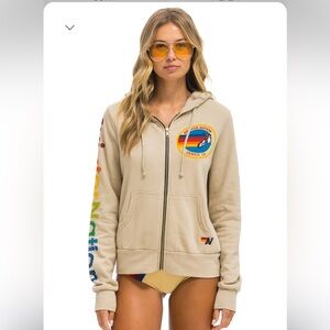 RARE Aviator Nation logo Hoodie - Sand (Unisex S)